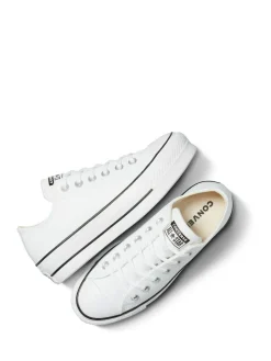 Outlet Converse Platform Lift Chuck Ox Leather Trainers White