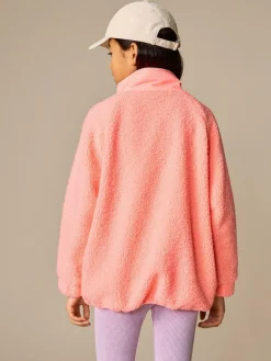 Sale Next Button Up Fleece Jacket (3-16yrs) Coral Orange