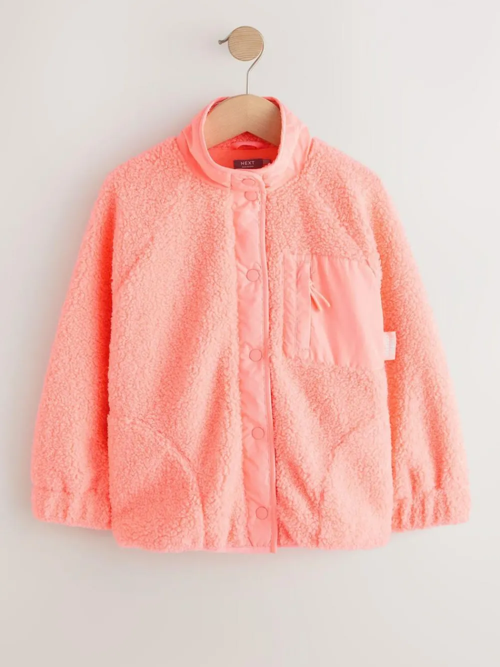 Sale Next Button Up Fleece Jacket (3-16yrs) Coral Orange