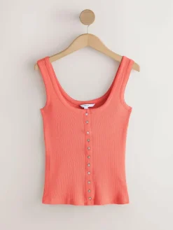Best Next Pointelle Cami Vest Top Coral Pink