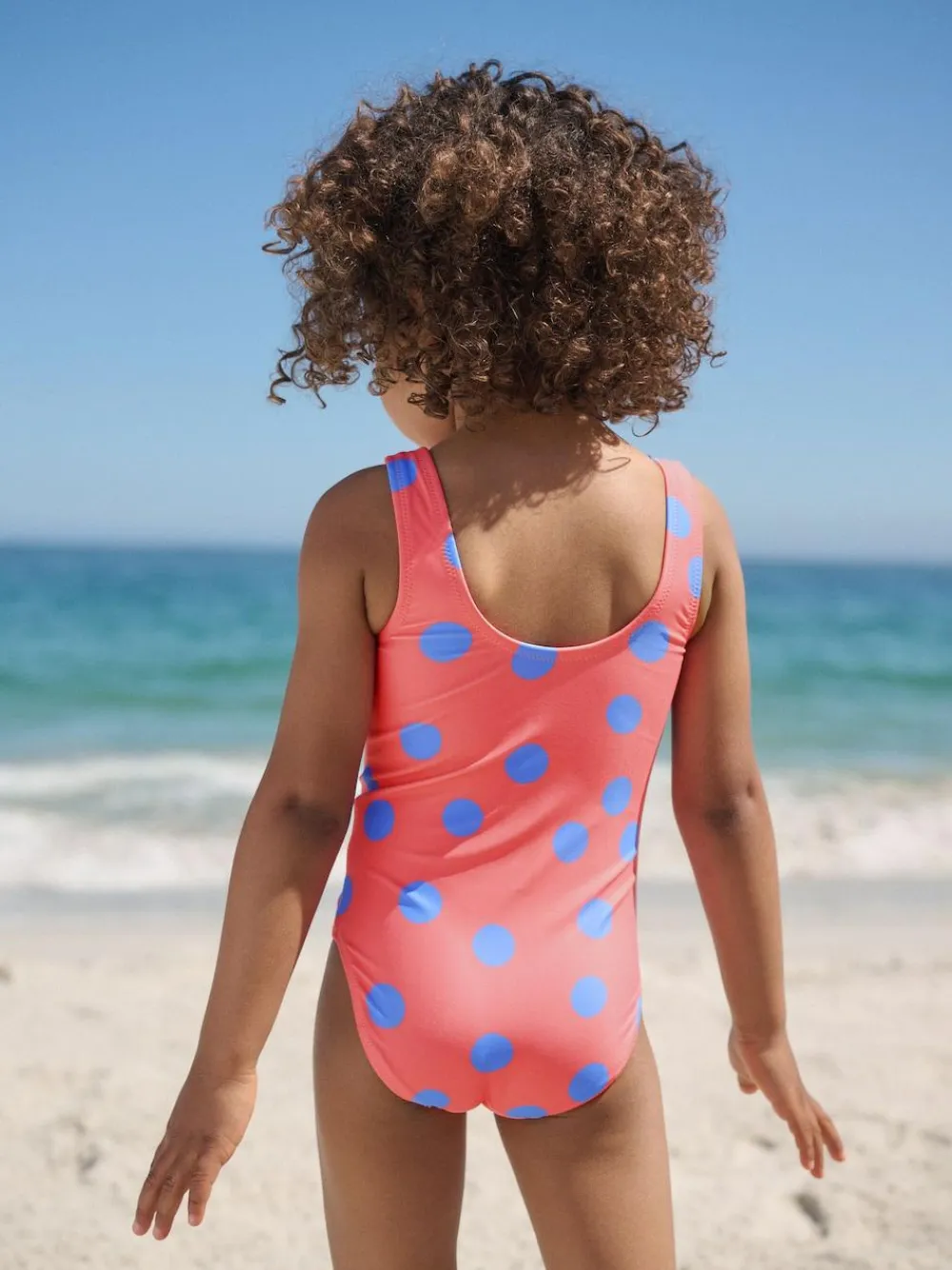 Best Next Swimsuit (3mths-7yrs) Coral Pink Shell Polka Dot