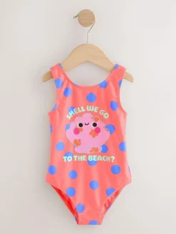 Best Next Swimsuit (3mths-7yrs) Coral Pink Shell Polka Dot