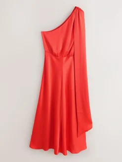 Next Textured Satin Scarf Neck Midi Dress^Women Occasionwear|Occasion Dresses