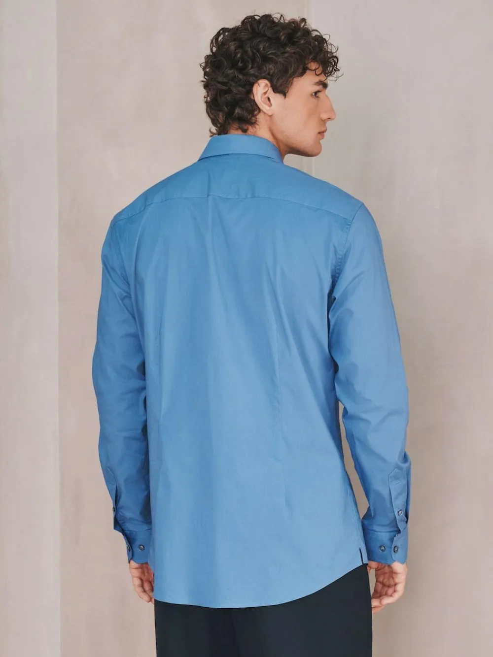 Outlet Next Cornflower Blue Slim Fit Cotton Stretch Long Sleeve Formal Shirt