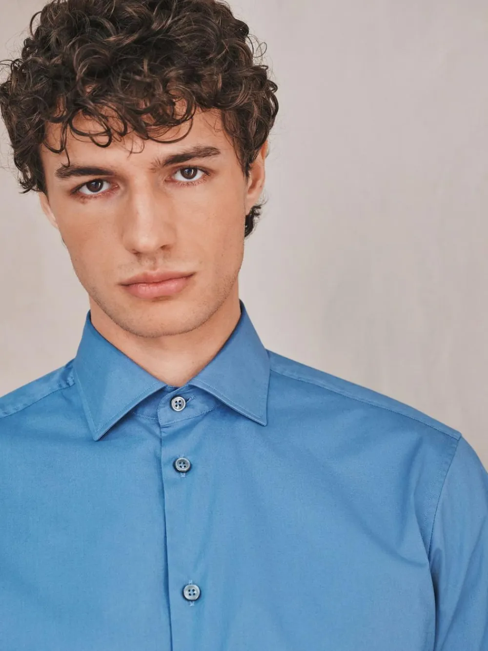 Outlet Next Cornflower Blue Slim Fit Cotton Stretch Long Sleeve Formal Shirt