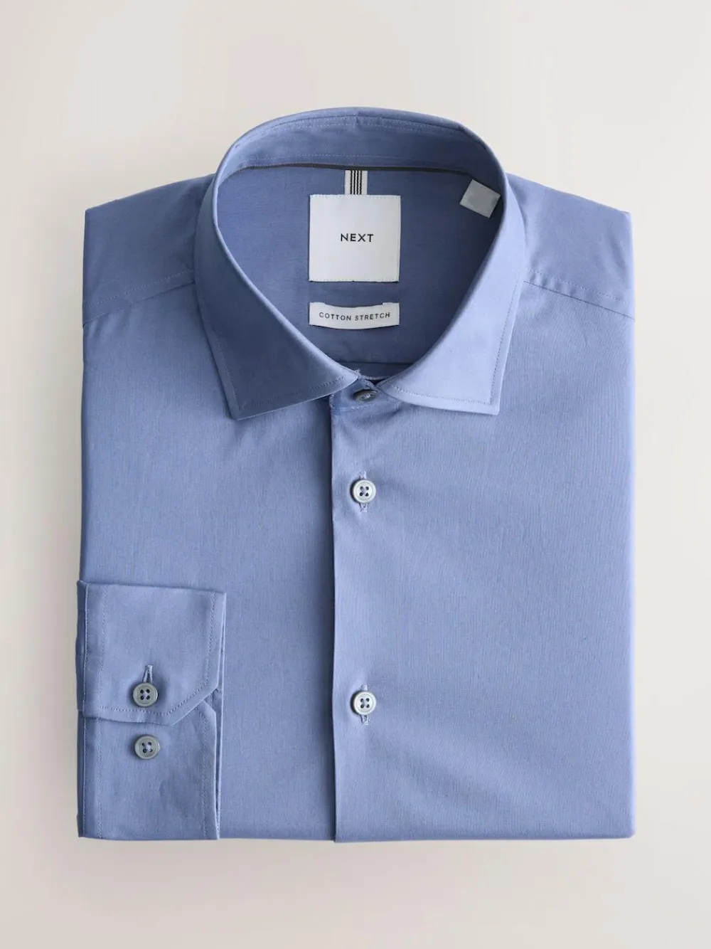 Outlet Next Cornflower Blue Slim Fit Cotton Stretch Long Sleeve Formal Shirt