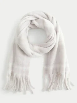 Clearance Hollister Cosy Check Scarf Grey