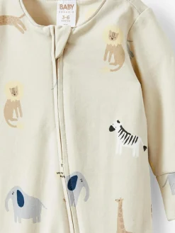 Hot Cotton On Long Sleeve Zip Romper Cream