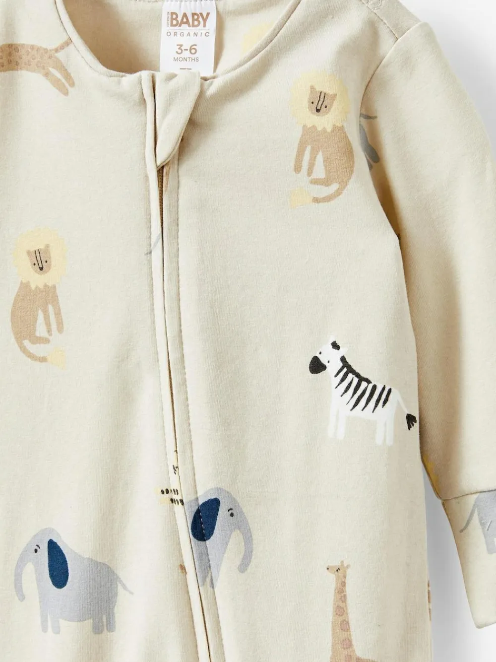 Hot Cotton On Long Sleeve Zip Romper Cream