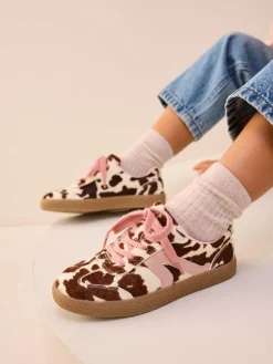 Next Cow Print Leather Standard Fit (F) Retro Trainers^ Sneakers