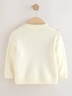New Next Knitted Crew Neck Cotton Jumper (3mths-7yrs) Cream Argyle