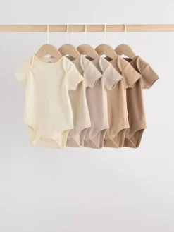 Next Cream Baby Short Sleeve Bodysuits 5 Pack^BOY Unisex|Bodysuits & Vests