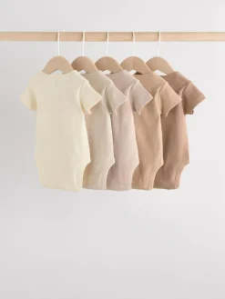 Next Cream Baby Short Sleeve Bodysuits 5 Pack^BOY Unisex|Bodysuits & Vests