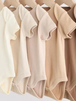 Next Cream Baby Short Sleeve Bodysuits 5 Pack^BOY Unisex|Bodysuits & Vests