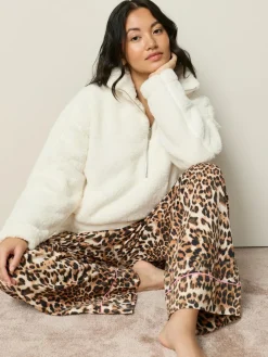 Next Cream Borg Half Zip Fleece^Women Loungewear