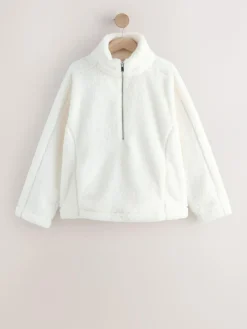 Next Cream Borg Half Zip Fleece^Women Loungewear