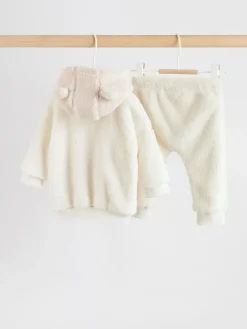 Discount Next Cream Borg Hooded Sweat and Jogger Baby Set (0mths-2yrs)