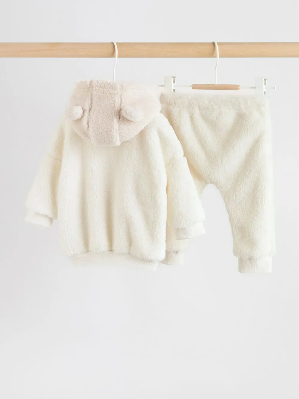 Discount Next Cream Borg Hooded Sweat and Jogger Baby Set (0mths-2yrs)