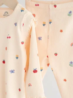 Sale Next Baby Top and Leggings 2 Piece Set (0mths-2yrs) Cream Bright Character