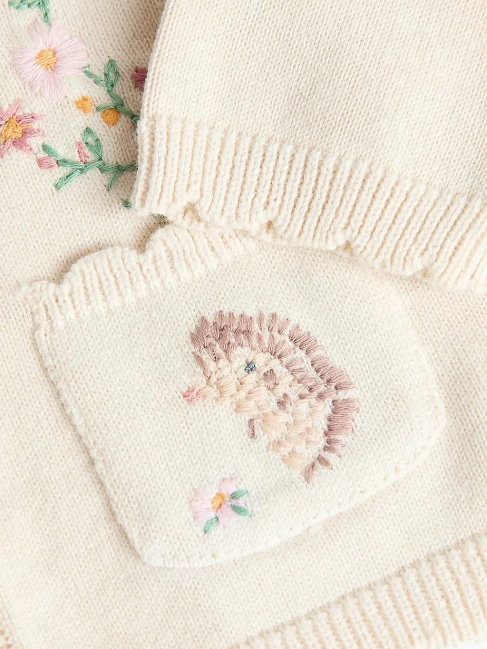 Next Cream Bunny 100% Cotton Pointelle Knitted Floral Flower Baby Cardigan (0mths-3yrs)^ Knitwear & Sweaters|Knitwear