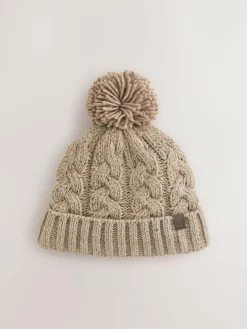 Next Cream Cable Knit Pom Hat (1-16yrs)^BOY Hats & Scratch Mitts|Hats