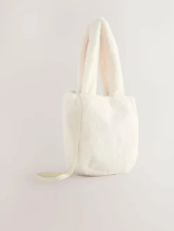 Next Cream Cream Fur Bucket Bag^ Bags