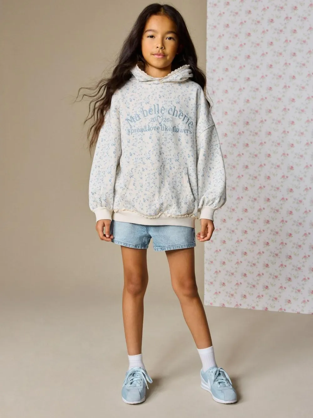 New Next Cream Ditsy Flower Hoodie (3-16yrs)