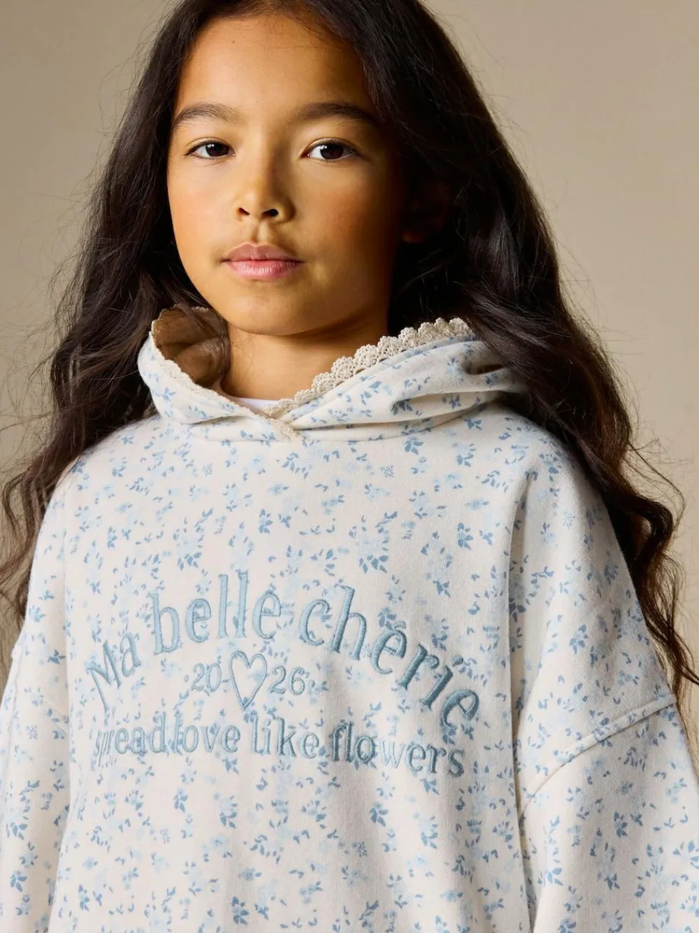New Next Cream Ditsy Flower Hoodie (3-16yrs)