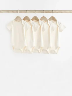 Next Cream Essential Baby Short Sleeve Bodysuits 5 Pack^BOY Unisex|Bodysuits & Vests