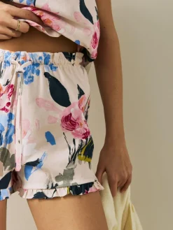 Best Next Cream Floral 100% Cotton Vest Short Set Pyjamas