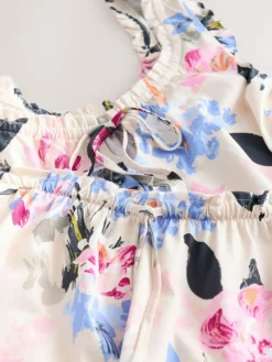 Best Next Cream Floral 100% Cotton Vest Short Set Pyjamas