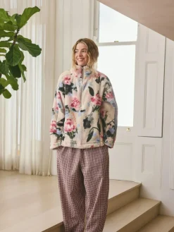 Sale Next Cream Floral Borg Half Zip Fleece