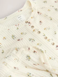 Next Cream Floral Cosy Waffle Long Sleeve Pyjamas^Women Pyjamas|All Night & Lounge