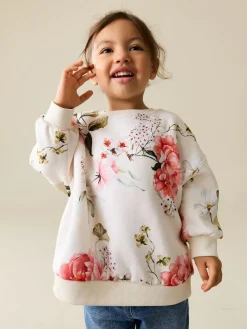 Clearance Next Cream Floral Crew Neck Sweatshirt (3mths-7yrs)