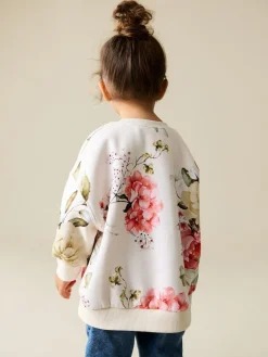 Clearance Next Cream Floral Crew Neck Sweatshirt (3mths-7yrs)