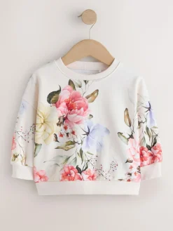 Clearance Next Cream Floral Crew Neck Sweatshirt (3mths-7yrs)