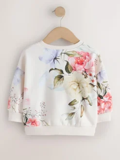 Clearance Next Cream Floral Crew Neck Sweatshirt (3mths-7yrs)