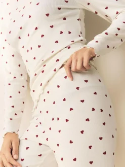 Best Next Thermal Base Layer Long Sleeved Top and Legging Set Cream Heart