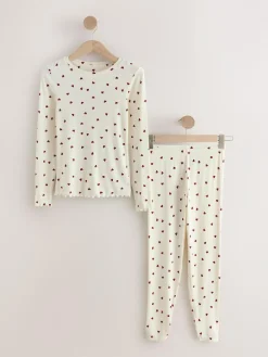 Best Next Thermal Base Layer Long Sleeved Top and Legging Set Cream Heart