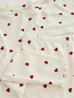 Best Next Thermal Base Layer Long Sleeved Top and Legging Set Cream Heart