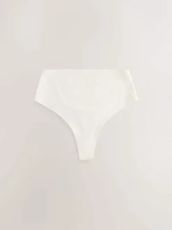 Hot Next High Waist Thong Shaping Tummy Control Premium Cotton Blend Knickers Cream