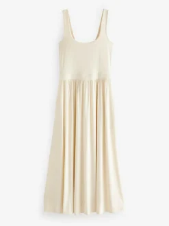 Hot Next Jersey Waisted Summer Dress Cream