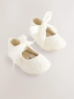 Next Cream Lace Baby Tie Front Occasion Shoes (0-24mths)^ Shoes|Boots