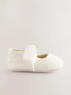 Next Cream Lace Baby Tie Front Occasion Shoes (0-24mths)^ Shoes|Boots