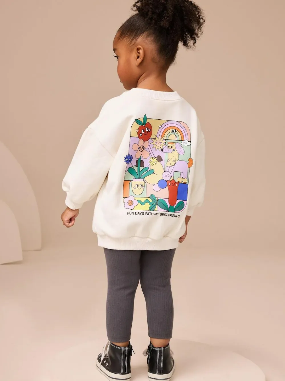 Next Cream Rainbow Graphic Print Sweatshirt & Leggings Set (3mths-7yrs)^ Sweatshirts & Hoodies|Sets & Co-Ords