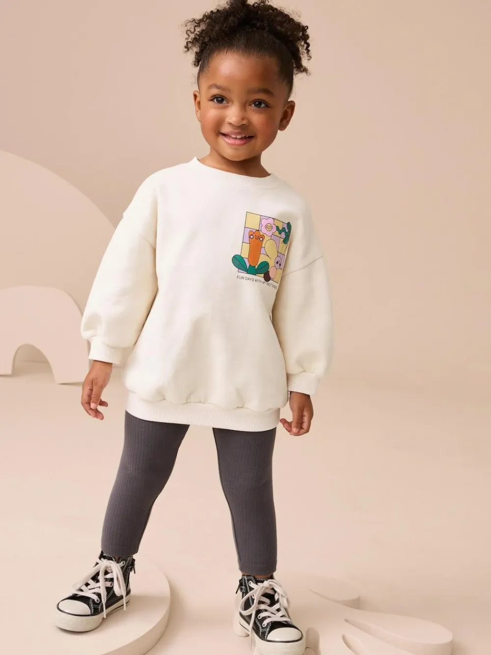 Next Cream Rainbow Graphic Print Sweatshirt & Leggings Set (3mths-7yrs)^ Sweatshirts & Hoodies|Sets & Co-Ords