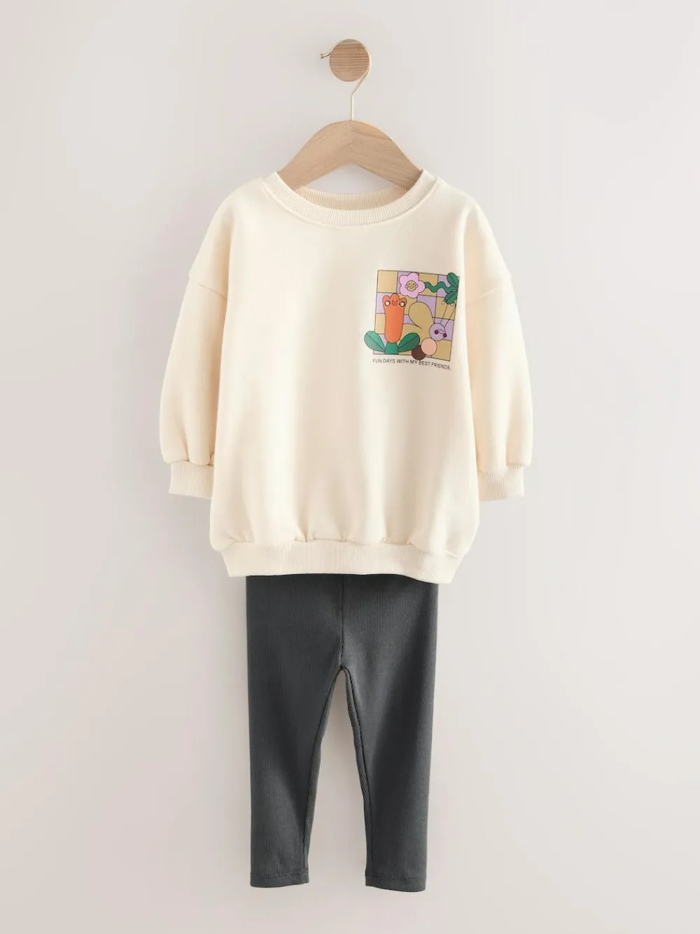 Next Cream Rainbow Graphic Print Sweatshirt & Leggings Set (3mths-7yrs)^ Sweatshirts & Hoodies|Sets & Co-Ords