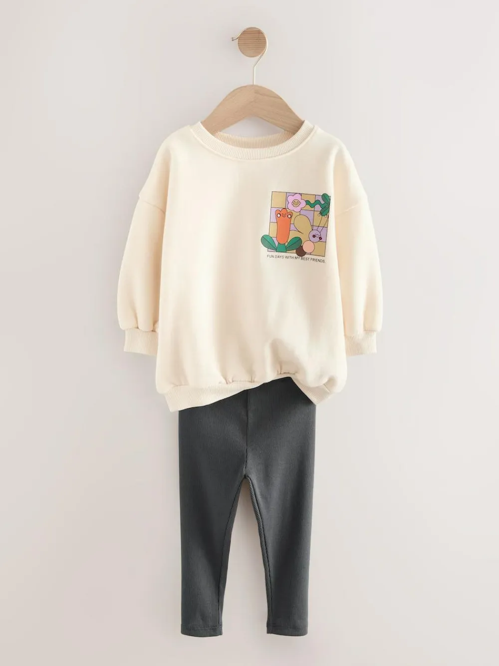 Next Cream Rainbow Graphic Print Sweatshirt & Leggings Set (3mths-7yrs)^ Sweatshirts & Hoodies|Sets & Co-Ords