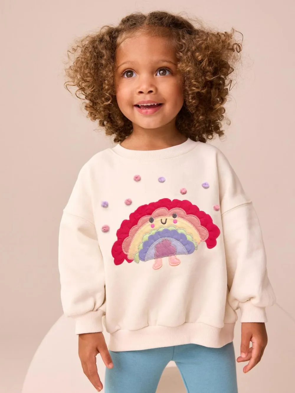 Clearance Next Crew Neck Sweatshirt (3mths-7yrs) Cream Rainbow Taco