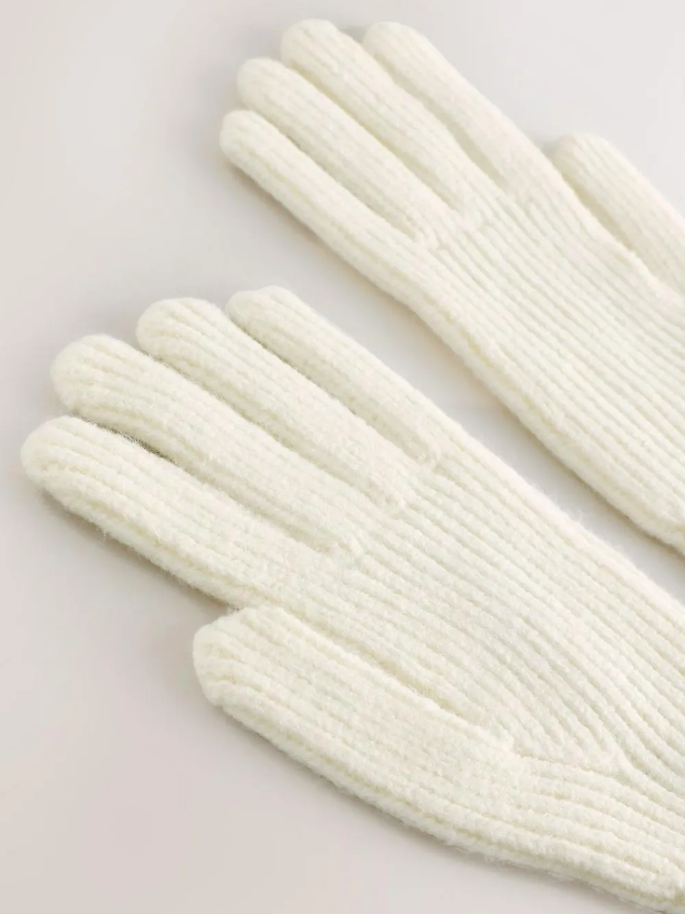 Next Rib Knit Gloves Cream